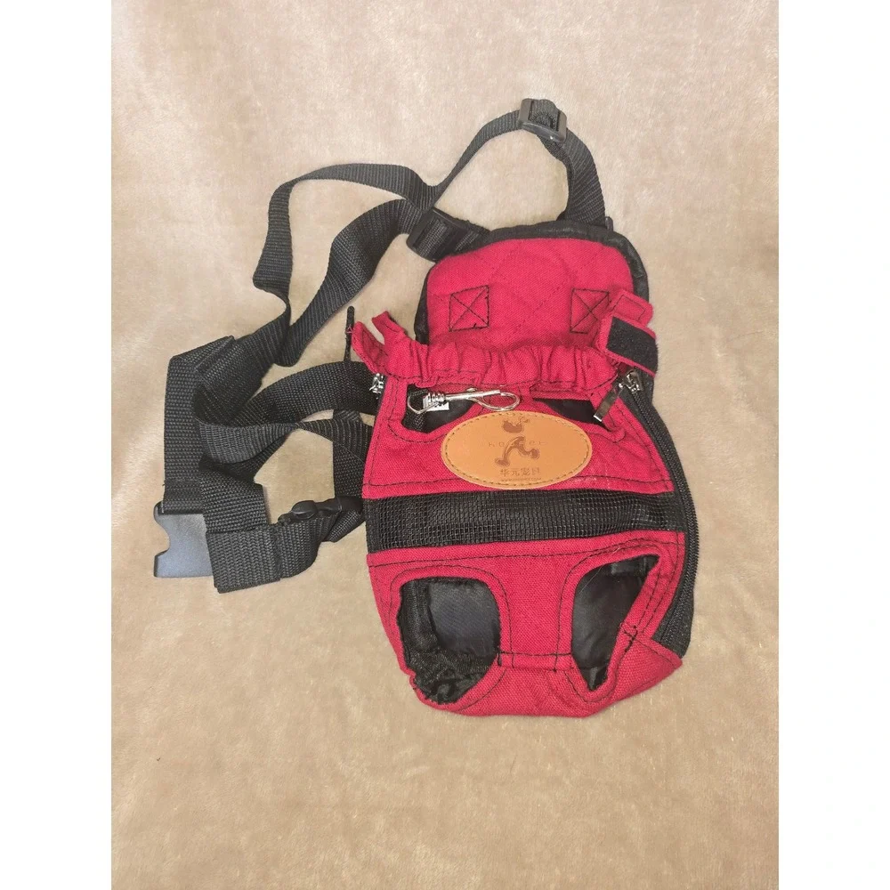 Hoopet Small Pet Carrier Backpack Red Black Legs Out Front Dog Cat Travel Bag S